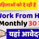 ‎‎Work From Home Yojana से महिलाओं को मिल रहा घर बैठे काम का मौका, सैलरी ₹30000 तक महीना, ऐसे करे आवेदन